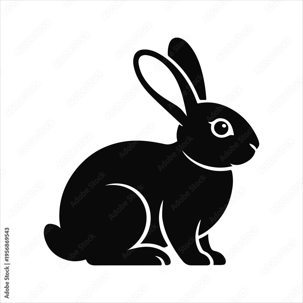 Obraz premium Easter bunny silhouette, wild animal vector graphic for logo and branding.