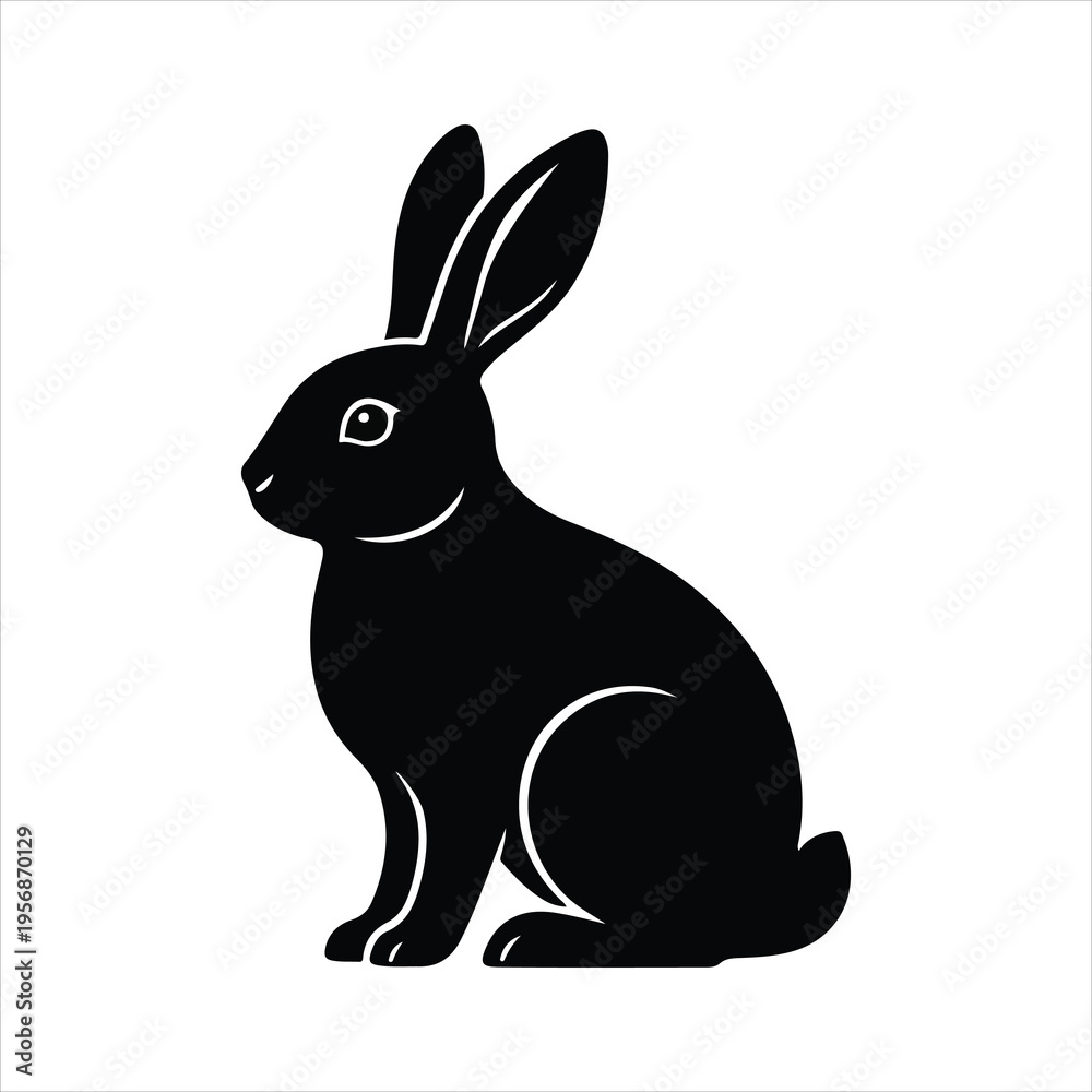Obraz premium Rabbit silhouette vector illustration isolated on white background.