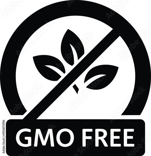 gmo free label icon for natural organic food products and sustainable healthy consumer packaging design