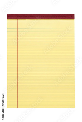 Blank yellow legal pad paper with red binding