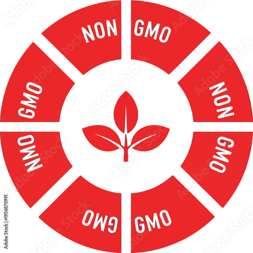 non gmo food certification label circular red icon for organic natural healthy product branding design