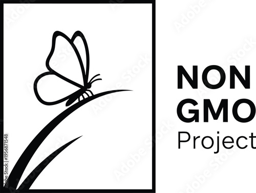Non GMO Project Verified Butterfly Logo Symbol for Organic Food and Natural Product Labeling Design
