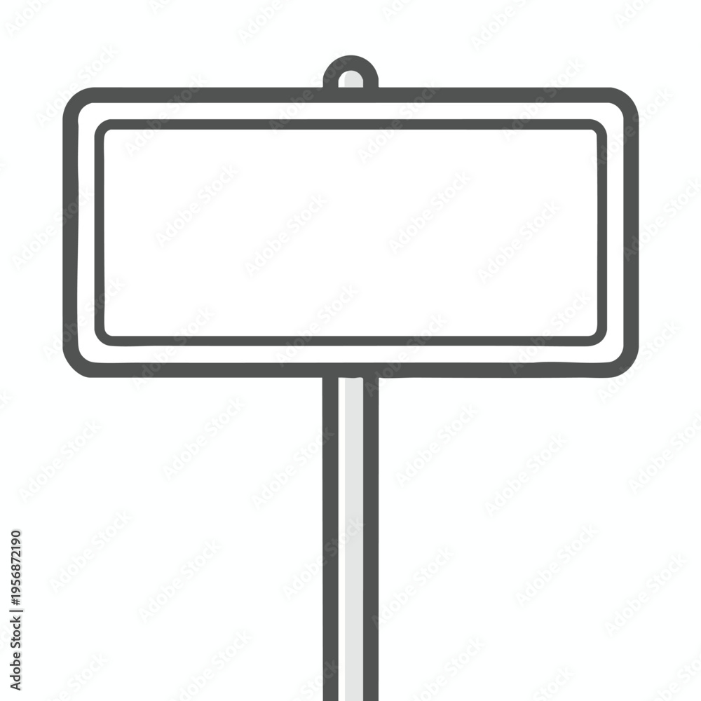 Fototapeta premium Blank rectangular signpost with rounded corners and a single pole