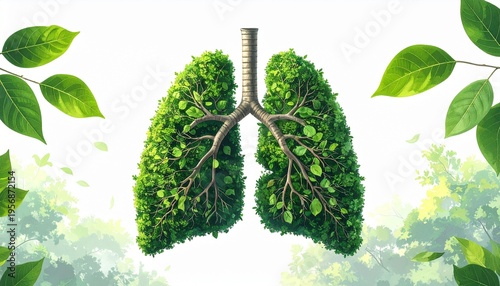Green Lungs Symbolizing Healthy Breathing and Environmental Conservation.