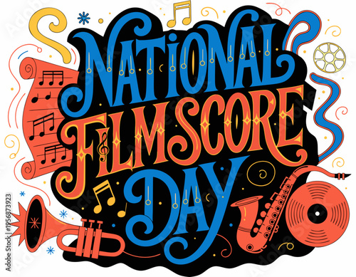 National Movie Soundtrack Vector Illustration, Composer and Film Music Design