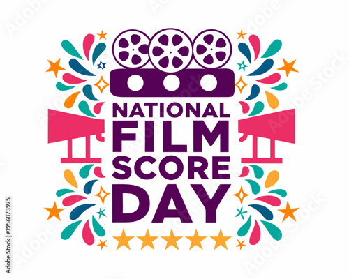 National Movie Soundtrack Vector Illustration, Composer and Film Music Design