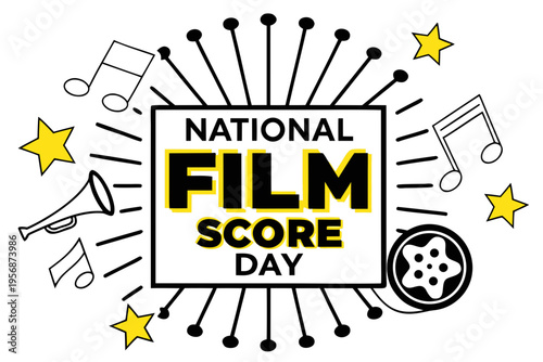 Film Score Day Celebration Vector, Movie Music and Soundtrack Concept Illustration