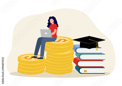 Education cost, scholarship and investments in knowledge concept vector illustration