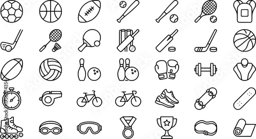 Geometric Sport Icons A Collection of Line Art Illustrations