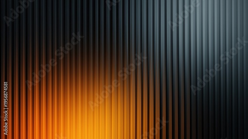 Vertical metal ridges with orange glow gradient abstract background dark industrial texture modern minimal design backdrop