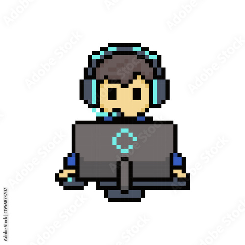 PC game player pixel art