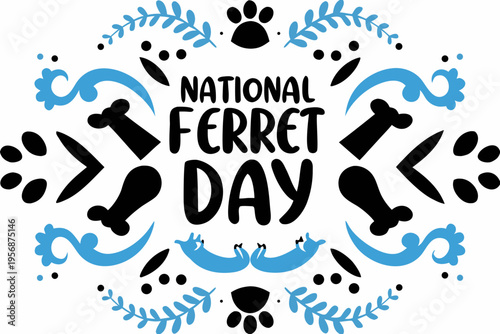Ferret Pet Vector Illustration, National Ferret Day Animal Awareness Concept