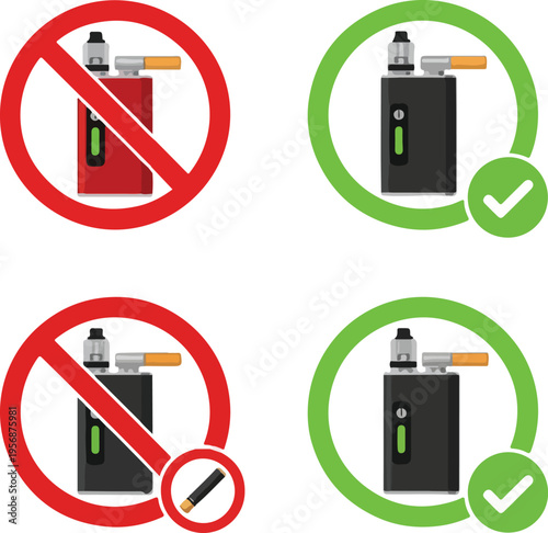 Vaping device usage guidelines with prohibited and approved examples e-cigarette
