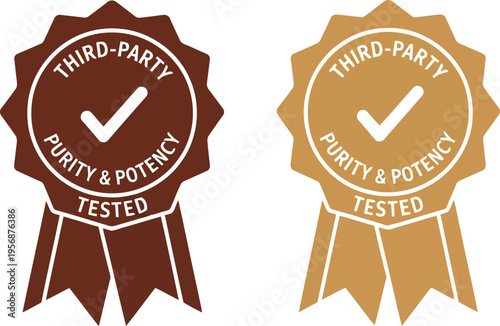 Third Party Tested Purity and Potency Certification Seal Icons for Supplement Quality Assurance and Product Labels