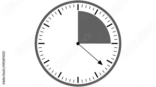 Clock face showing a quarter duration shaded with pointer