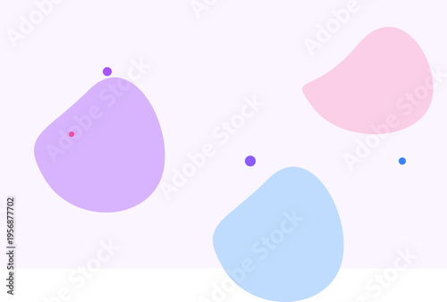 Abstract minimalist background with fluid organic pastel shapes in purple blue and pink colors for modern graphic design