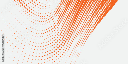 Abstract speed line style orange halftone banner design template. white and orange halftone dot pattern with grunge texture. Sporty style white and orange dot pop art comic, Modern.