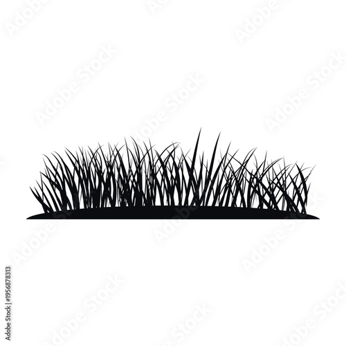 Grass Silhouette Border Nature Field Plant Minimal Vector Illustration