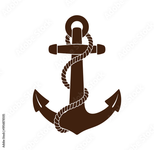 Brown anchor with rope nautical symbol for stability and hope in one sentence
