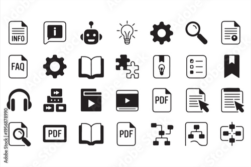 UI UX Icon Pack with Files Books PDF and Multimedia Elements