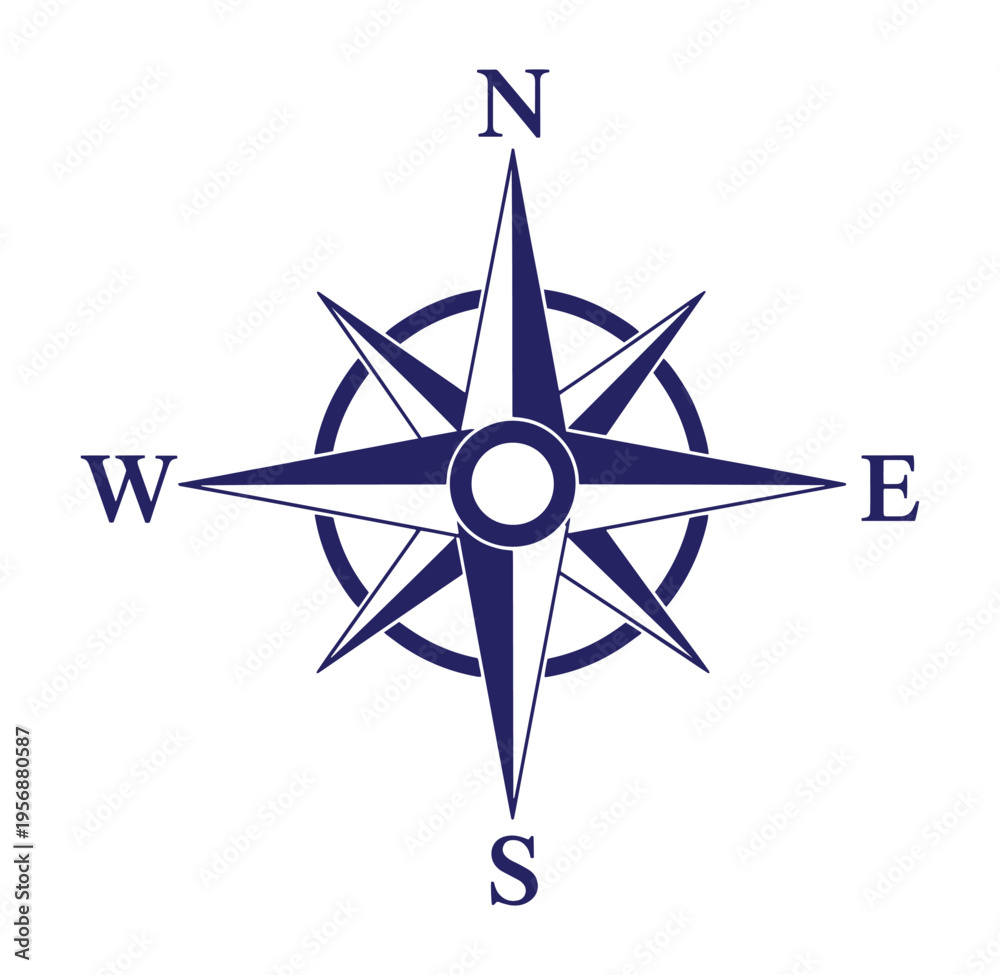 Fototapeta premium compass rose navigation symbol with north south east and west directions