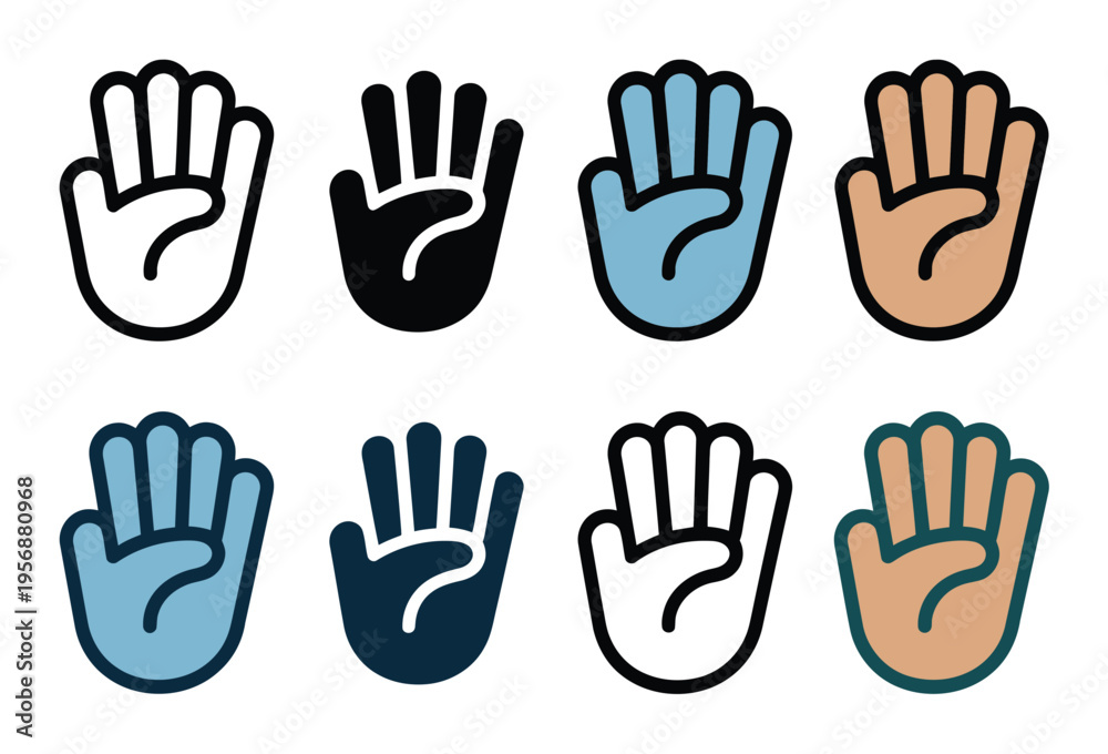 Fototapeta premium Collection of Hand in Various Colors and Styles