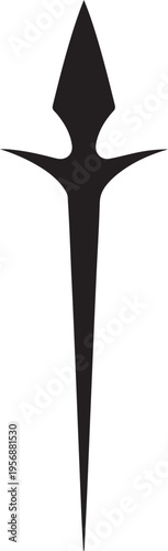 Spear silhouette icon for medieval weapon and warrior symbol