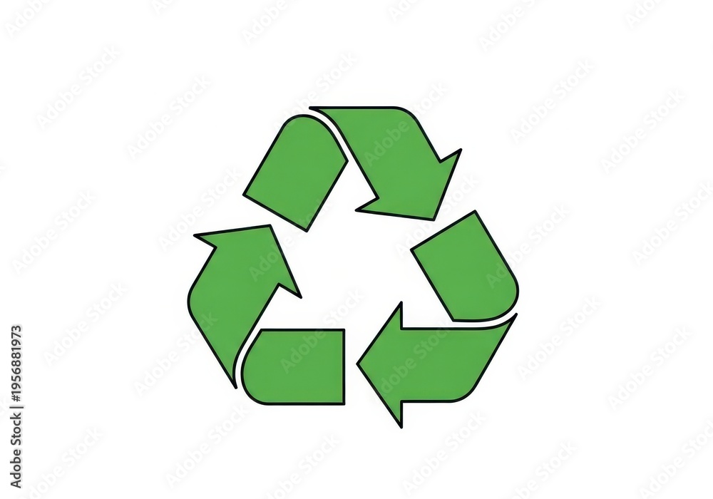 Obraz premium A green recycling symbol on a white background