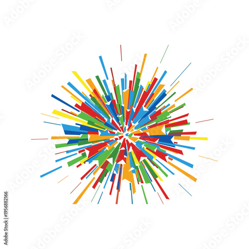 Colorful pencils in explosion motion.