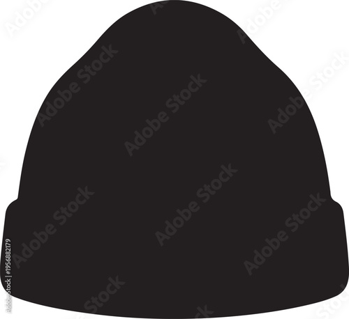Winter beanie hat silhouette icon for cold weather fashion and outdoor design