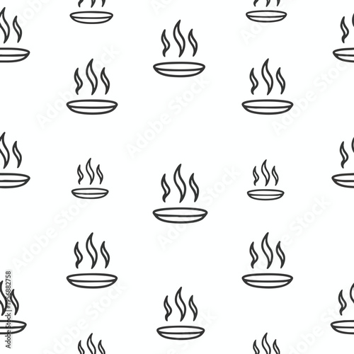 Seamless pattern of stylized steaming bowls on a white background