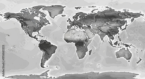 World Map in Grayscale.