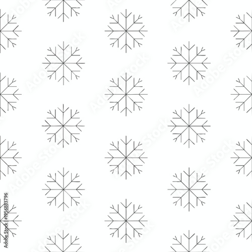Seamless pattern of geometric snowflake icons on a white background
