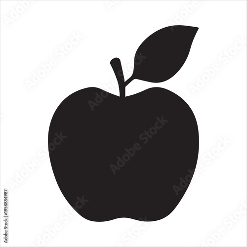 apple symbol. black silhouette isolated on white. vector outline icon