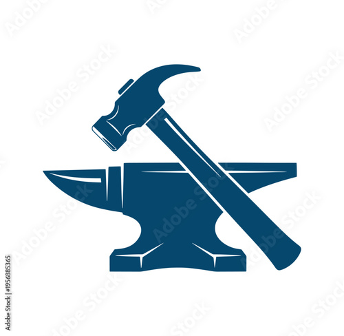 Hammer resting on an anvil  tools for metalworking and construction