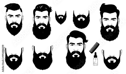 Beard styles and facial hair illustrations for men