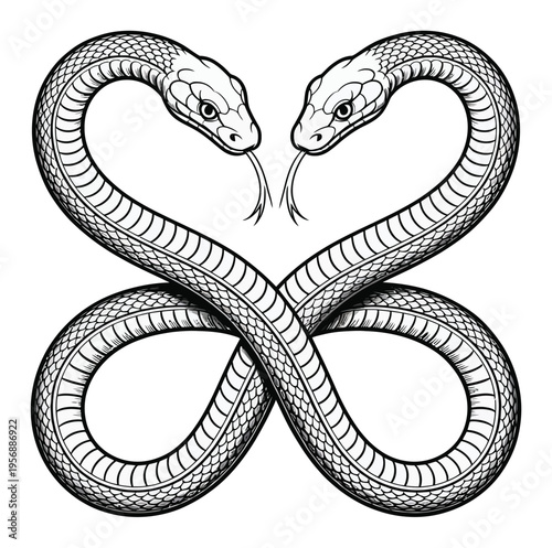 Two Snakes Intertwined in an Infinity Symbol Shape