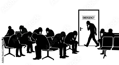 People in a meeting room with one person leaving through emergency exit door