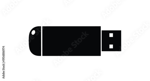 Simple black silhouette of a standard usb flash drive device