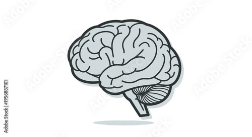 Stylized graphic illustration of the human brain in profile, representing intelligence, thought, and complex cognitive functions
