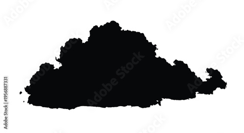 Abstract ink blot resembling a landmass dark and dramatic silhouette