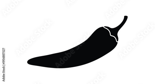 A striking black silhouette of a single chili pepper