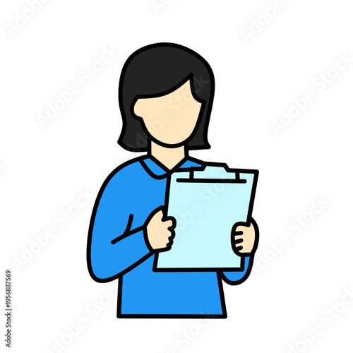 Business Woman Clipboard Report Illustration