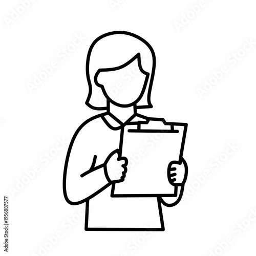 Checklist Clipboard Woman Outline Icon