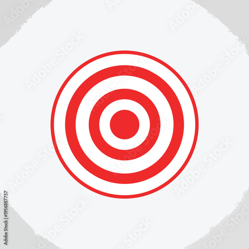 Concentric red and white circles on a light gray textured background