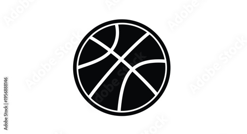 Black and white illustration of a standard basketball on a white background