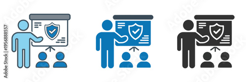 Security Training Icon Set, multi-style vector illustration representing safety