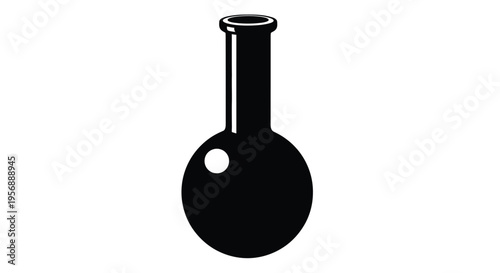 Simple black silhouette of a round bottom flask with a narrow neck