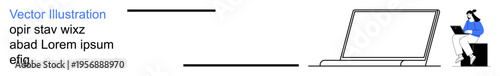 Remote work, technology, productivity, digital communication, modern business, freelancing. Person using laptop seated on a chair. Remote work and technology-focused digital productivity concept