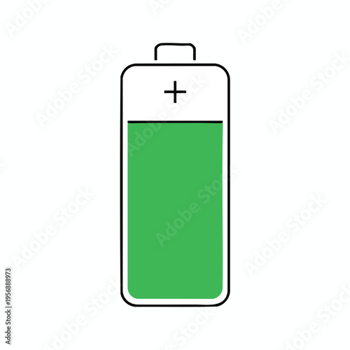 Stylized battery icon with a green fill indicating charge level